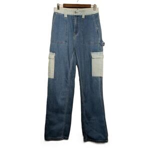 Women's Pacsun Carpenter Jeans Colorblock Blue w/ Light Blue Size 28 Length 31"